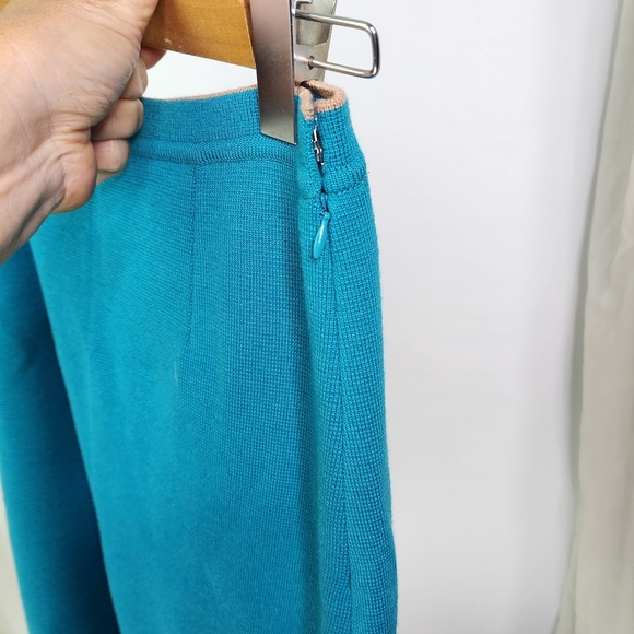 Lefin London size 12/14 aqua blue wool-blend A-line skirt - Picture 2 of 7